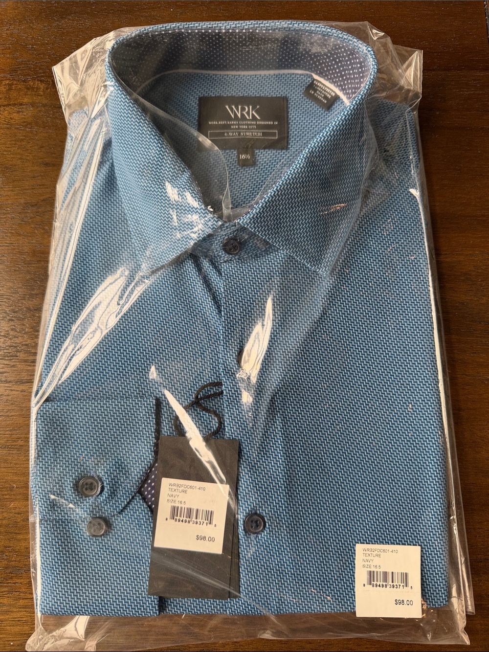 WRK Men's Light Blue Textured Dress Shirt NWT $98